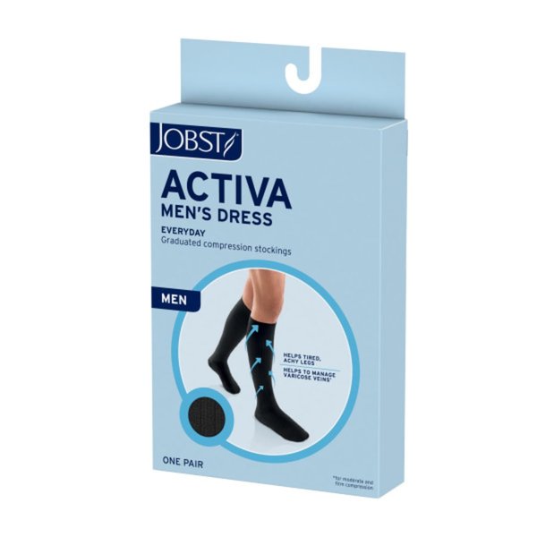 JOBST Mens Dress Knee High Closed Toe Compression Stockings, Professional Quality, Stylish Legware for All Day Comfort, with Elegant Rib Design, Compression Class- 8-15