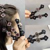 Satin Fabric Rhinestone Hair Bands, Four-Leaf Clover Fashion Double Layer Mini Hair Clip, Sparkling Crystal Stone Braided Hair Clips，Braided Hair Clip with Rhinestones for Women