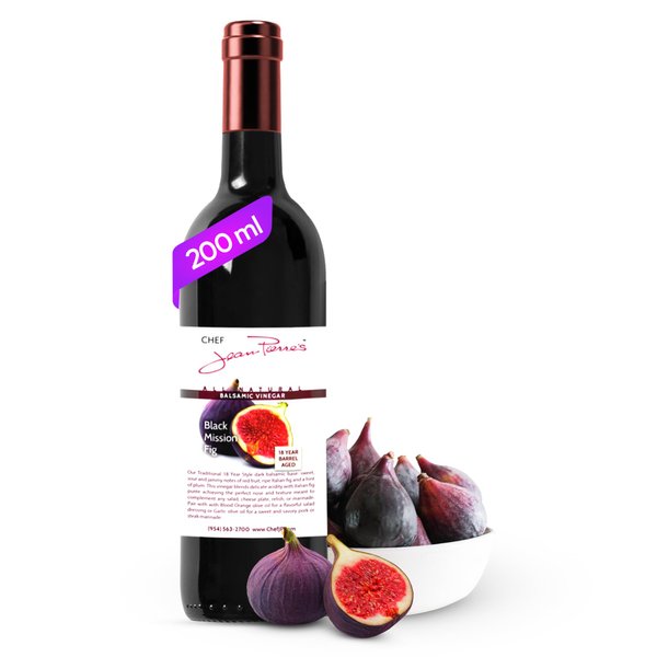 Chef Jean Pierre's Italian Balsamic Vinegar - 200ml (7oz) Rich Black Mission Fig Flavor, 18-Years Traditional Barrel Aged - Ideal For Enhancing Your Meals