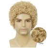 Amnenl Mens Light Blonde Afro Curly Short Wig Fluffy Synthetic Rocker Funcy Male Hair Wig Halloween Cosplay Costume Wig