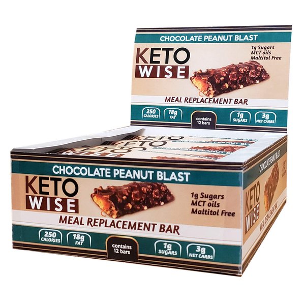 Keto Wise Meal Replacement Bar - Chocolate Peanut Blast - Box of 12