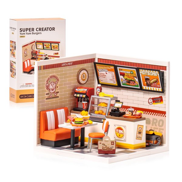 Wowood Super Creator-Mini Blocks Model Building Set for Adults, Miniature Plastic House Kit Super Store-Building Blocks Toys for Teens 8-12, DIY Crafts/Hobbies for Teens&Adults (Yum Yum Burgers)