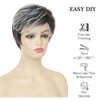 Siudus Short Grey Wig for Women Pixie Cut Wigs Layered Synthetic Hair Wig Daily Costume Wigs(Grey Black)