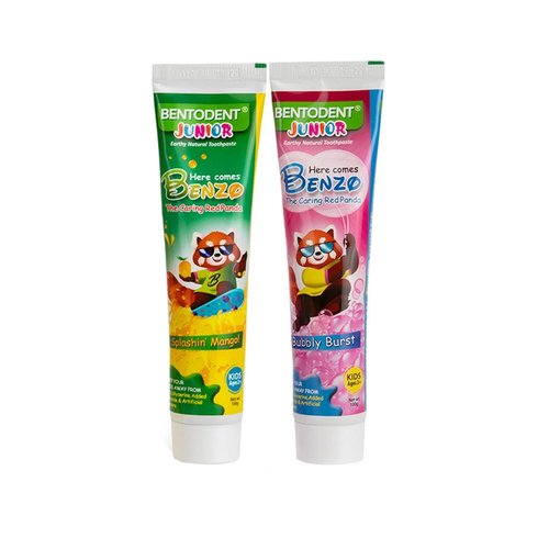 Bentodent Toothpaste - Kids Toothpaste - All Natural - Fluoride Free, SLS Free, Vegetarian - Fresh Breath, Plaque Removal by Brushing(Mango & Bubble Pack)