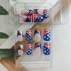 4th of July Press on Nails Short Square Fake Nails, Independence Day Acrylic Nails American Flag Element Star Stripe Glitter Design 4th of July Nail Art Decor, False Nails Stick on Nails Kit 24pcs
