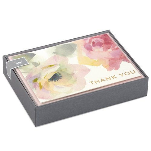 Hallmark Thank You Cards, Watercolor Flowers (10 Cards with Envelopes)