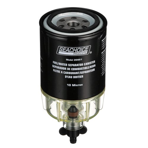 Seachoice Fuel Water Separator Filter, Clear Plastic Bowl, Drain
