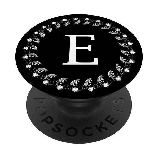 Phone Pop Up Holder,Cute Rose Flower Print White Letter E PopSockets Grip and Stand for Phones and Tablets