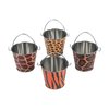 Fun Express Animal Print Safari Tin Pails (Set of 12) Party Supplies and Treat Favor Containers