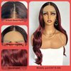 UREMY Ombre Burgundy Highlight Color Lace Front Wig 30 Inch Long Body Wave Pre Plucked Lace Wig Middle Part Glueless Transparent Swiss Lace Heat Resistant Synthetic Wigs for Black Women