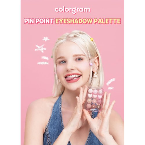 COLORGRAM Pin Point Eyeshadow Palette 02 Pink+Mauve= | Eyeshadow Palette for Daily makeup, Ultra-Blendable, Matte, Glitter, Shimmer Shades