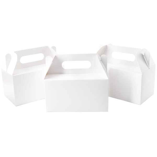 LOKQING 7x3.85x3.85 Inches Party Favor Boxes White Treat Boxes Gable Boxes Paper Gift Boxes for Baby Showers Birthday Party Wedding(25 Pack)
