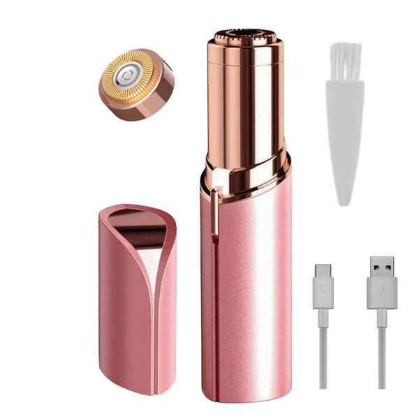 Facial & Body Hair Remover for Women, Electric Face Razor with Led Light for Instant and Painless, Safe Trimmer, Hair Face & Body, Upper Lip, Chin, Bikini, Safe and Compact (Rose/Gold)
