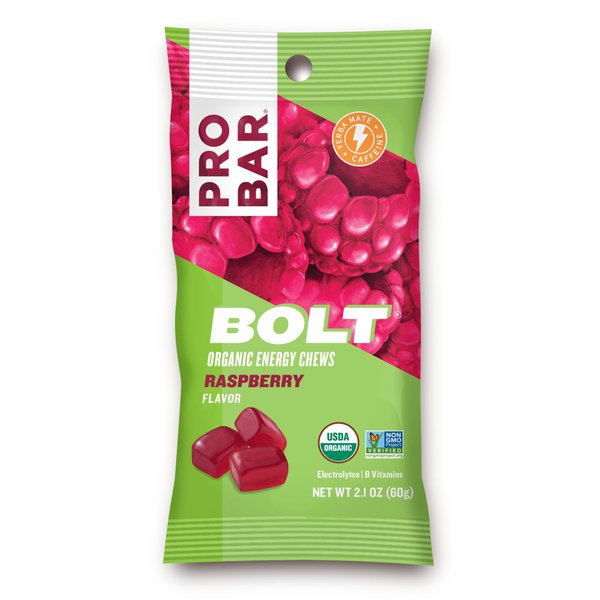 PROBAR Bolt Organic Energy Chews, Raspberry, 2.1 oz (Pack of 12)