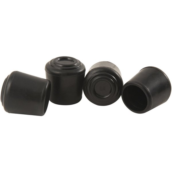 SoftTouch 1/2" Round Slip-On Rubber Folding Metal Chair Leg Tip Replacement - Protect Surfaces & Dampen Noise, Black, 4 Count (Pack of 1)