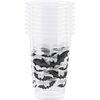 Unique Black Bats Plastic Party Cups - 16oz | Clear | 8 Pcs