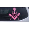Pink 4in X 4.3in -- Masonic Square and Compass Car Window Wall Laptop Decal Sticker