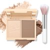 Boobeen Highlighter Contour Makeup Palette Face Matte Bronzer Powder, Compact Contouring Blush for Cheeks, Natural Long Lasting with Brush