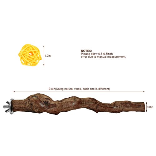 2 Packs Parrot Perch Stand,Natural Grapevine Wood Perch Parrots Cage Perch Toys Suitable for Small or Medium Parrots Parakeets Cockatiels Conures Lovebirds in Cage Accessories Supplies (Style-1)