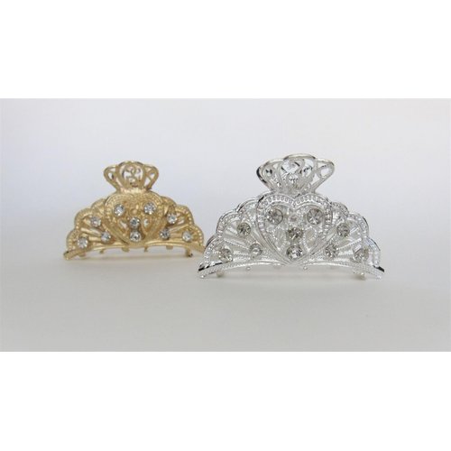 Gold or silver clear or AB crystal heart metal hair claw clip jaw clip (Primary color: Gold/clear crystals)