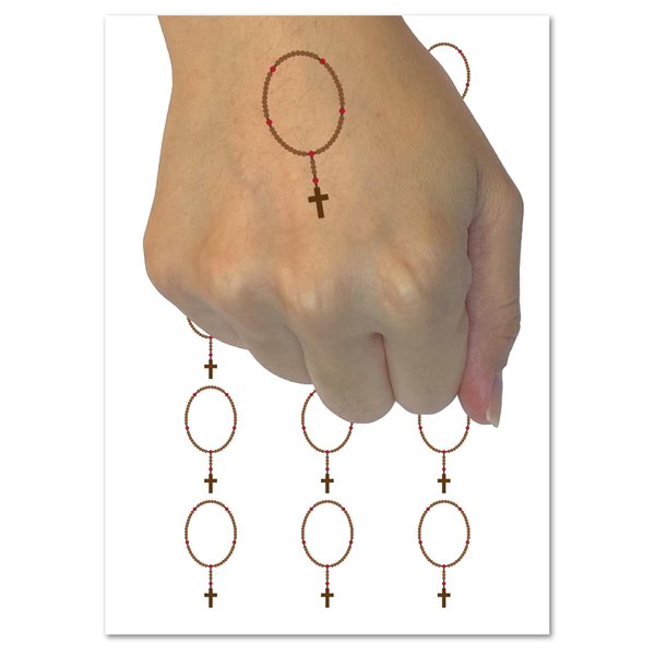 Rosary Catholic Symbol Temporary Tattoo Water Resistant Fake Body Art Set Collection - 15 2" Tattoos (1 Sheet)