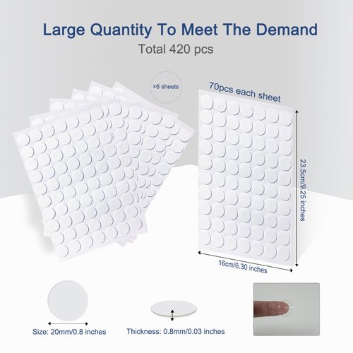 ORD OF SP Sticky Tack, 420pcs Strong Poster Putty (0.8in/20mm), Removable Museum Putty, No Trace Round Mounting Putty, Multipurpose Sticky Dots for Festival Decoration, DIY, Party Supplies