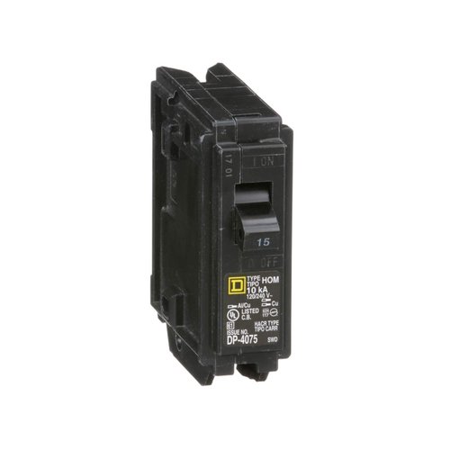 Square D HOM115 Plug-in Mount Standard Miniature Circuit Breaker 1-Pole 15 Amp 120 Volt AC Homeline. Pack of 2