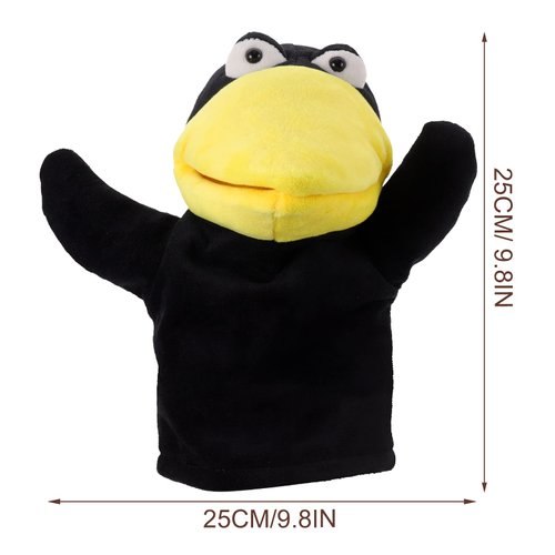 LOGOFUN Crow Hand Puppet Plush Bird Glove Puppet Cartoon Animal Pretend Play Storytelling Party Interactive Toys for Kids