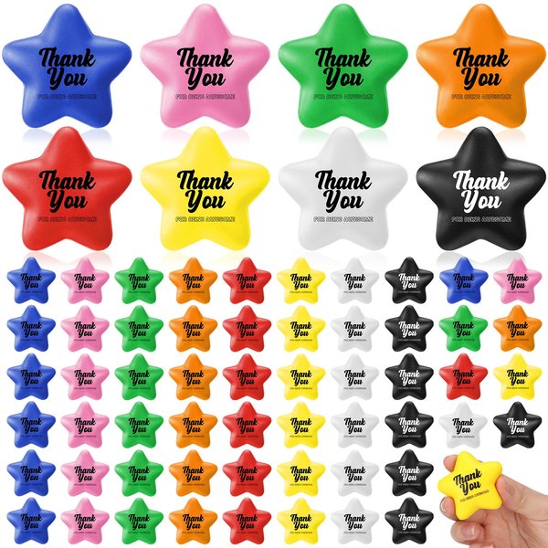 Libima 48 Pcs Star Stress Ball Bulk Employee Appreciation Day Gifts Inspirational Stress Balls Thank You for Being Awesome Motivational Squeeze Stress Balls Toys for Anxiety Staff Coworker Teacher