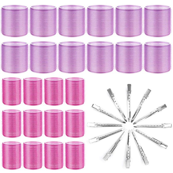 Cludoo Hair Curlers Rollers, 36Pcs Jumbo Big Hair Roller Sets with Stainless Steel Duckbill Clip, Hair Curlers Rollers for Long Medium Short Thick Fine Thin Hair Bangs Volume (36 Piece Set)
