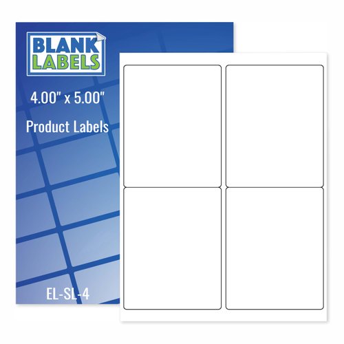 Shipping Labels (Stamps.com SDC-4650) from Blank Labels - 4” x 5” - 4 Labels Per Sheet - Permanent White Matte - Inkjet and Laser Guaranteed - Easy to Peel - Made in USA - 100 Sheets - 400 Labels