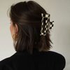 6 Pack Checkered Hair Claw Clips,3.1", Multicolored Square Medium Hair Clips, Non-Slip Claw Clips Hair Styling Accessories with Strong Hold for Women Girls Long Short Thin Hair