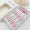 Press on Nails Medium Coffin Fake Nails Pink & White Ombre Acrylic Nails Glossy False Nails with Silver Glitter Designs Cute Nails Translucent Artificial Nails for Women 24Pcs