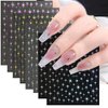 8Sheets Star Nail Art Stickers for Gel Nails 3D Self-Adhesive Nail Supplies Glitter Star Nail Sticker with Nail Design Shiny Gold Silver Stars French Tip Nail Stickers for Women Nail Art Decorations