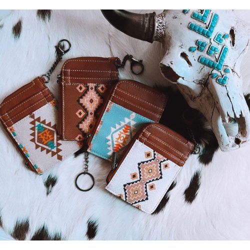 Montana West Wrangler Card Wallet for Women Boho Aztec Credit Card Holder with Zipper Pocket
