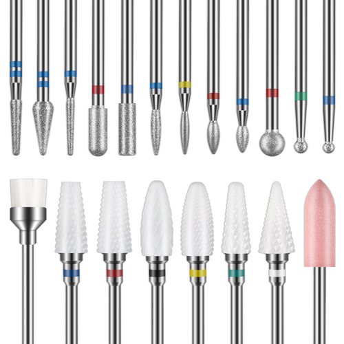 Depvko Nail Drill Bits 20Pcs, 3/32'' Ceramic Carbide Drill Bits for Nails, Nail Bits for Nail Drill, Diamond Nail Drill Bit Set for Cuticle Remover Manicure Pedicure (20Pcs)