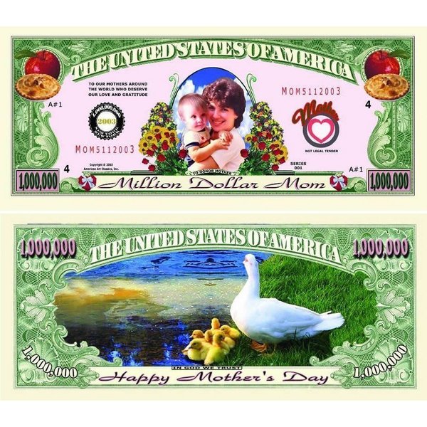 50 Mother’s Day Million Dollar Bills with Bonus “Thanks a Million” Gift Card Set