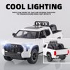OANMYJJO Toy Trucks for Boys 1/24 Tundra Diecast Metal Model Toy Pickup Truck Pull Back Car Model with Light and Sound Toy Trucks for Boys Age 4-7(White)
