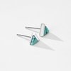 S925 Turquoise Stud Earrings for Women Triangle Cut Sterling Silver Cute Earrings for Girls Brushed Finsh Fine Jewelry for Women