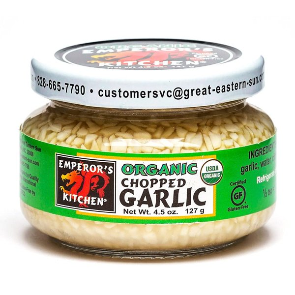 Emperor's Kitchen Organic Chopped Garlic, USDA Certified Organic, Vegan, Ready-to-Use, 4.5 oz Jar