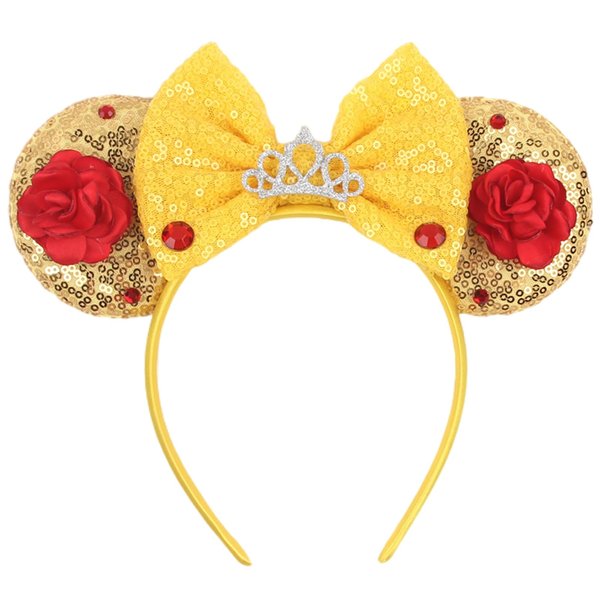 MADO Mouse Ears Headband for Women and Girls - Princess Belle Ears for Adults and Kids