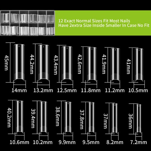 KOXXIAMOQ 240 Pcs Square Nail Tips, Clear Extra Long No C Curve Nail Tips, XXL Tapered Square Half Cover Nail Tips, Half Matte Design Long Press on Nail Tips Traceless for Acrylic Nails Salon(Clear)