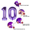 10 Number Balloon Purple 40 inch Big Foil Mylar 10th Balloons for 10 Year Old Boy Girl Birthday Party Decorations Wedding Anniversary Events Supplies