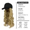 AynnQueen Baseball Cap with Hair Extensions for Women Adjustable Hat with Synthetic Wig Attached 24inch Long Wavy Hair Black Baseball Cap (Ash Blonde)