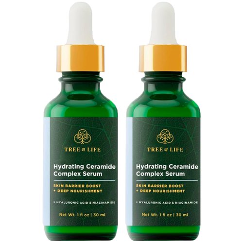 Tree of Life Beauty Hydrating Facial Serum - Ceramide Serum for Skin Barrier Boost - Nourishment and Hydration Support - (2 Pack, 1 Fl Oz Each)