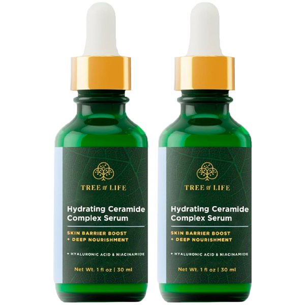 Tree of Life Beauty Hydrating Facial Serum - Ceramide Serum for Skin Barrier Boost - Nourishment and Hydration Support - (2 Pack, 1 Fl Oz Each)
