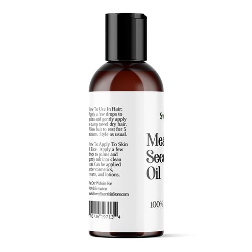 Sweet Essentials Premium Organic Meadowfoam Seed Oil, Imported From Canada, 2oz, 100% Pure, Cold Pressed - For Hair, Skin and Nails | Perfect Carrier Oil | Also Excellent For Mature Skin