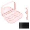 JYHi 3 Tier Eyelash Storage Case Lash Dime Organizer Holder Box with Mirror Makeup Cosmetic Travel Case Empty and Eyelash Tweezer False Lash Container (Pink)