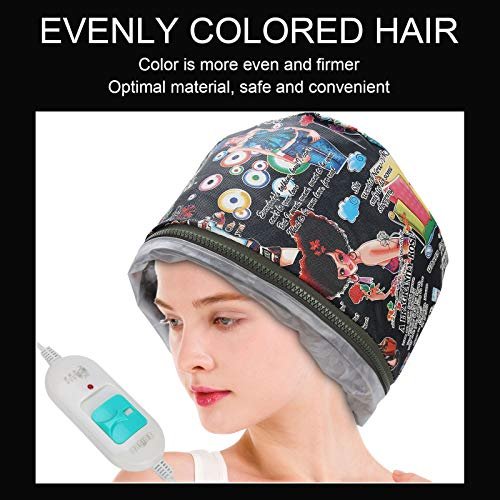 hair oil,Hair Steamer Cap, 3 Gears Electric Hair Cap Deep Conditioning Heating Oil Treatment Baking Hat Nourishing Hair Care Tool Spa Hot Head Care for Home Use(US)