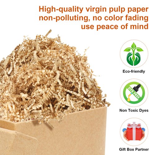 Darfukei Shredded Paper For Gift Baskets, 8OZ Crinkle Paper, Kraft Crinkle Paper Filler, Crinkle Cut Paper Shred For Birthdays, Weddings,Boxes Bags, Basket Filler,Anniversaries,Gift Wrapping
